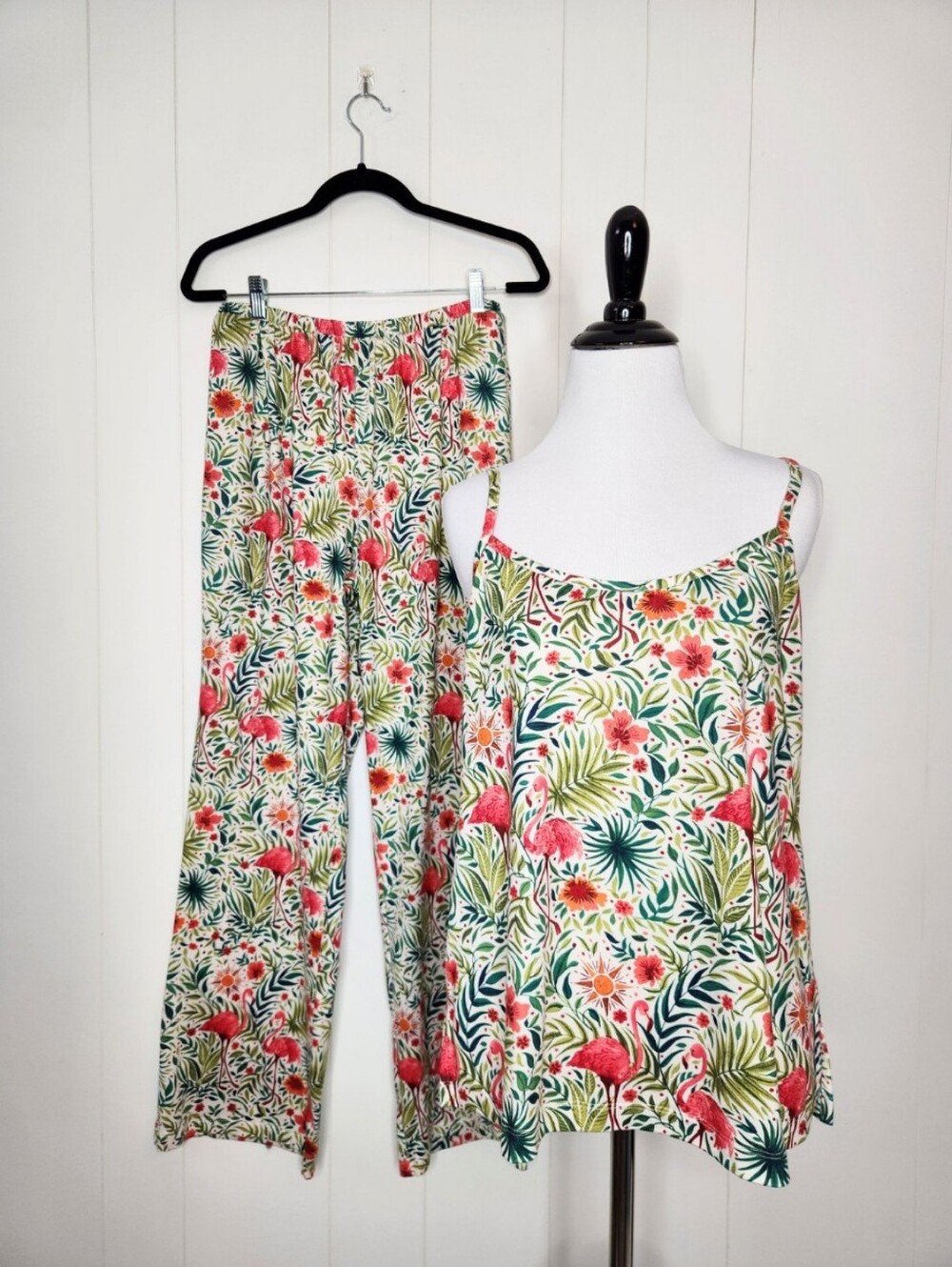 MASON grey Tropical Floral Flamingo Print Jersey Pajama Set Size Medium